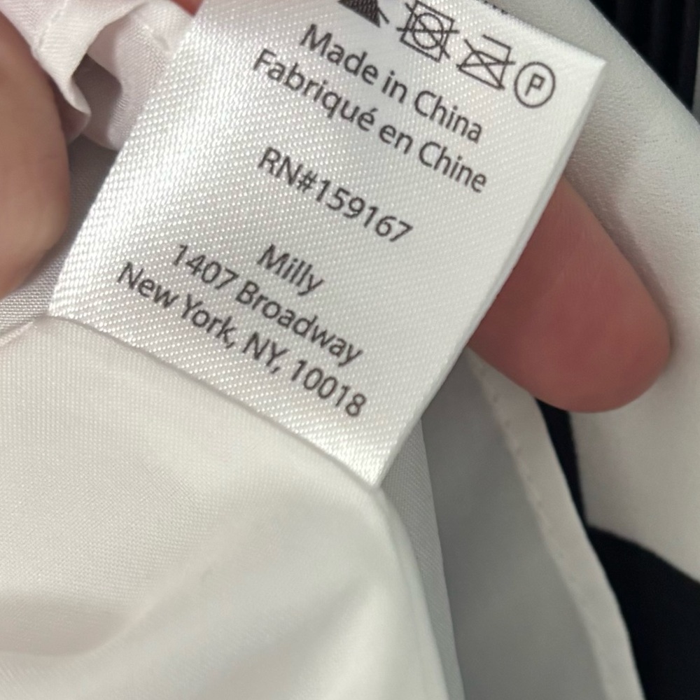 NWT Milly LIV GEO PLEATED MINI DRESS black & White Size 12 - Picture 6 of 8